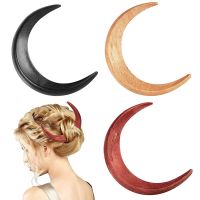 xfcbfMoon Crescent Shaped Hair Clip Hair Forks Ramadan Hair Decorate Barrettes Fashion Wooden Women Girl Hairpin Hair Accessories