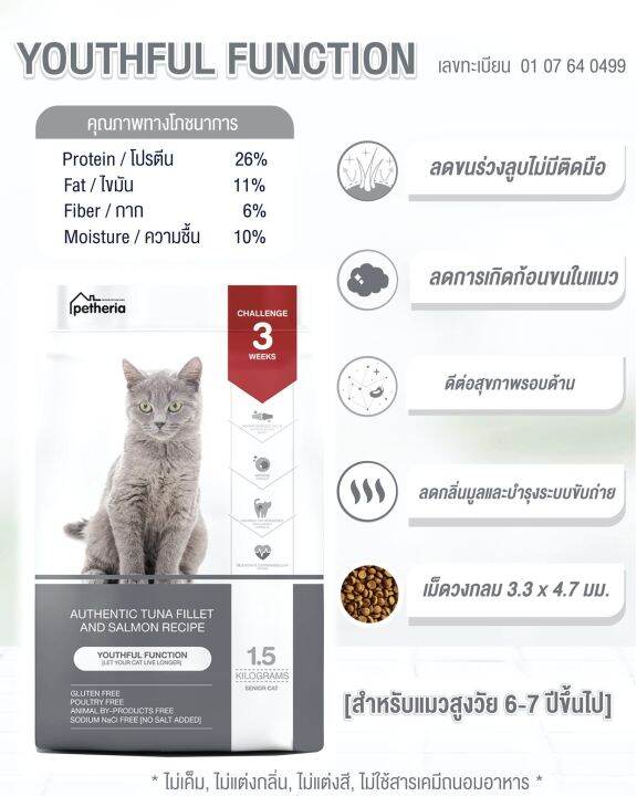 พร้อมส่ง-petheria-innovation-cat-food-gluten-free-กลูเตนฟรี-1-5-kg-สำหรับแมวสูงอายุ-7-ปี