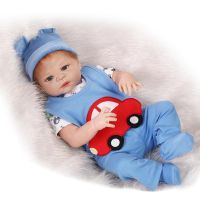 hot！【DT】✔✺℗  57CM real Silicone baby reborn dolls boy gender mohair rooted kids birthday gift boneca realista