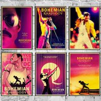 ♕♛ โปสเตอร์กระดาษคราฟท์ ลายภาพยนตร์ Bohemian Rhapsody Freddie Mercury Queen 2018 แนววินเทจ สำหรับตกแต่งบ้าน