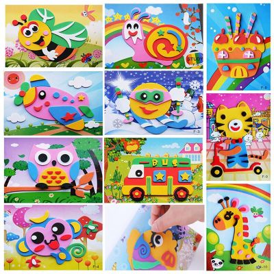 5Pcs/10Pcs/Lot Kids DIY 3D EVA Foam Sticker Cartoon Animal Multi-patterns Styles Puzzles Game Art Craft Early Educational Toys