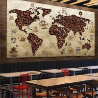 R Coffee Bean World แผนที่วอลล์เปเปอร์ภาพจิตรกรรมฝาผนังร้านอาหารร้านกาแฟ Cafe อุตสาหกรรมตกแต่งผนังกระดาษ Papel Tapiz Papel De Parede