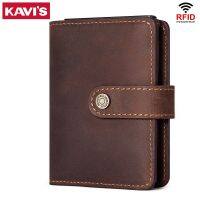 hot！【DT】❃ﺴ☼  Leather Card Holder Short Wallets for Men with Protection Aluminum Pop Up Wallet