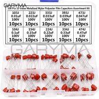 100Pcs 10Value Metalized Mylar Polyester Film Capacitors Assortment Kit 103nF - 474nF 100V and 63V in a Box