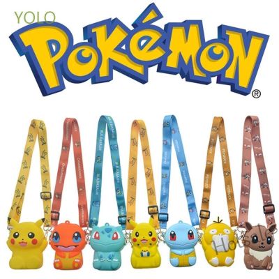 【hot sale】☽☂❅ C16 YOLO kawaii Messenger Bag Eevee Anime Figure Pikachu Pokemon Go Coin Purse Cute Childrens Gift Silicone Squirtle Earphone Case Storage Bag Children Shoulder Bag