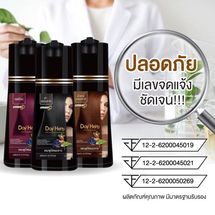 ชุด-1-แถม-1-dayherb-แชมพูปิดผมขาว-สมุนไพรแท้-ปิดหงอก-ลดหงอก-ผมดำใน-5-นาที