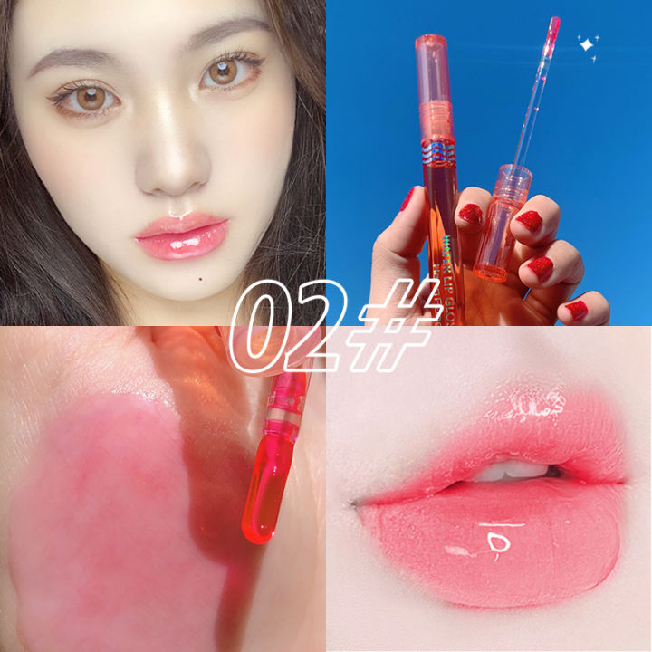 Moisturizing Color Changing Lip Gloss Transparent Peach Lip Oil Hydrating Natural Lip Makeup Reduce Lip Line Jelly Lipstick Care