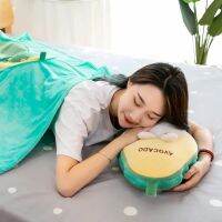 2 in 1 Pillow Blanket travel portable foldable kidsofficenap cartoon blanket avocado shape 80*100cm