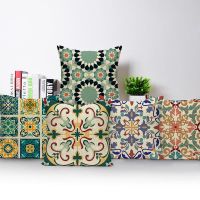 {fabric sofa} AbstractFloral Pillow CaseFloralPillow ครอบคลุมโซฟา OfficeCushion Case ปลอกหมอนอิง