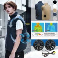 【LZ】✴  Homens verão roupas de ar condicionado ventilador colete de refrigeração 2022 novo carregamento usb refrigeração esporte homem ao ar livre casaco cor sólida plus size