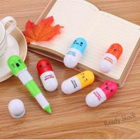 【Ready Stock】 ♞✒ C13 【747】Cute pill ballpoint pen cartoon Telescopic emoticon pen