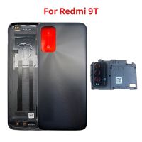 ฝาหลังใหม่เหมาะสำหรับ Xiaomi Redmi 9T เคสปลอกหุ้มช่องหลังฝาหลังปิดโทรศัพท์พร้อมเลนส์ที่จับกล้องรูปตัวยู + ชิ้นส่วนอะไหล่ปุ่มด้านข้าง