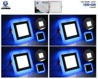 IWACHI โคมพาแนลไลท์ แอลอีดี  หน้าสี่เหลี่ยม (18+6) 24W  Daylight+Skyblue สำหรับฝังฝ้าเพดาน ( 4 หลอด )