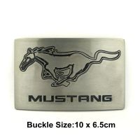 High Quality PU Leather Mens Belts Silver Mustang Horse Square Metal Belt Buckle For Jeans Western Cowboy Cinto Masculino