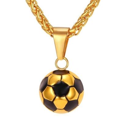 JDY6H Sports Product Football Necklace with Stainless Steel Chain Necklace Football Boy Gift Necklace for Men