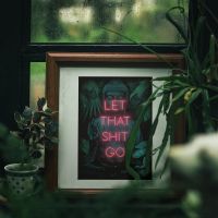 2023✔ Let That Shit Go Poster Print Neon Wall Art Spiritual Buddha Yoga Zen Gift idea Wall Picture Posters for Living Room Home Decor
