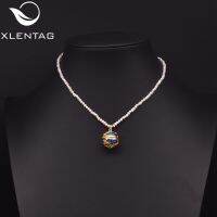 (CIUYA) Xlentag ไข่มุกธรรมชาติสไตล์ Cloisonne สร้อยคอของขวัญหญิงประณีตสร้อยคอหรูโซ่เครื่องประดับครบรอบ Gn0239