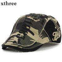 Xthree หมวกไวเซอร์หมวกเบเร่ต์ลายพรางสำหรับผู้ชายและผู้หญิงหมวกบังแดด Gorras Planas หมวกเบเร่ต์แบน