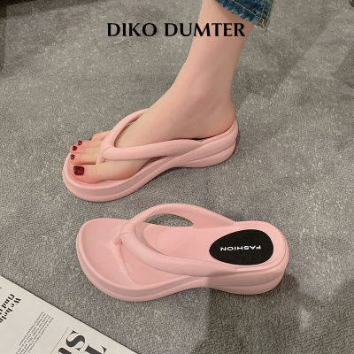 DikoDumter รองเท้าแตะเสื้อนอกพลิกรองเท้าส้นเตารีดสีลูกกวาดแบบผู้หญิงรองเท้าแตะพื้นนิ่มฤดูร้อนแฟชั่น
