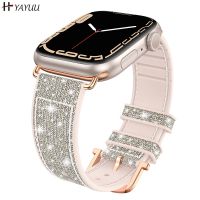 Bling bling pasek do Apple Watch 45mm 41mm 40mm 44mm skóra i pasek silikonowy dla iWatch serii 8 7 6 5 4 SE Ultra