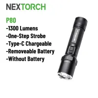 ไฟฉายชาร์จได้ P80 Nextorch ไฟ LED 1300ลูเมนประสิทธิภาพสูงสำหรับฝ่ายบังคับใช้กฎหมายไฟฉายไม่มีแบตเตอรี่