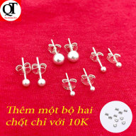 Bông tai nữ bạc ta kiểu khuyên nụ bi bạc chốt đeo sát tai có nhiều size lựa chọn trang sức Bạc Quang Thản - QTBT120 thumbnail