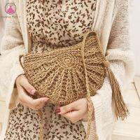 【Fashion Park】{2023-New}? Tassels Beach กระเป๋าเอกสารแมสเซนเจอร์ผู้หญิง Fringed ฟางถักโครเชต์กระเป๋าสะพายไหล่