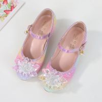 Meng Beihuan girls princess shoes Aisha show leather shoes spring new little girl baby childrens high-heeled crystal shoes