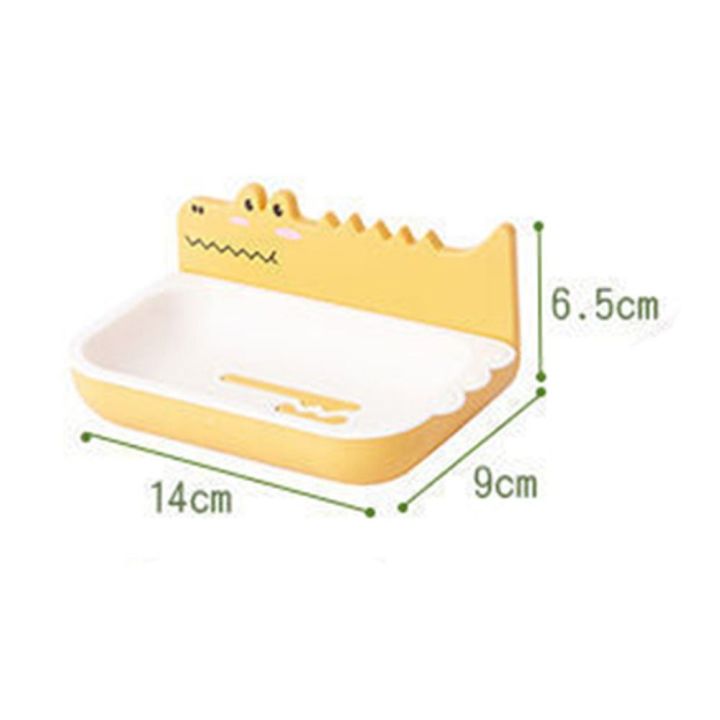 sociable-การ์ตูนจระเข้-กล่องใส่สบู่-อุปกรณ์ติดผนัง-สองชั้น-ชั้นวางสบู่-อุปกรณ์เสริมในห้องน้ำ-พีพี-จานสบู่-ห้องน้ำในห้องน้ำ
