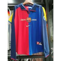 ⊕▨ Top Quality Barcelona 100th Anniversary Edition Retro Long Sleeve Soccer Jersey