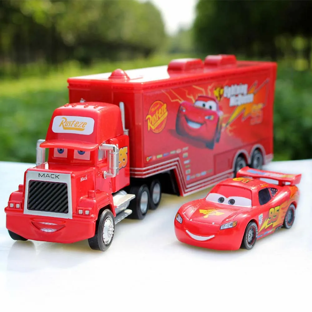 on sale] TOYS STORY DISNEY PIXAR CARS LIGHTNING MCQUEEN TRUCK & MACK  SUPERLINER CAR DIECAST KIDS TOY FOR KIDS 