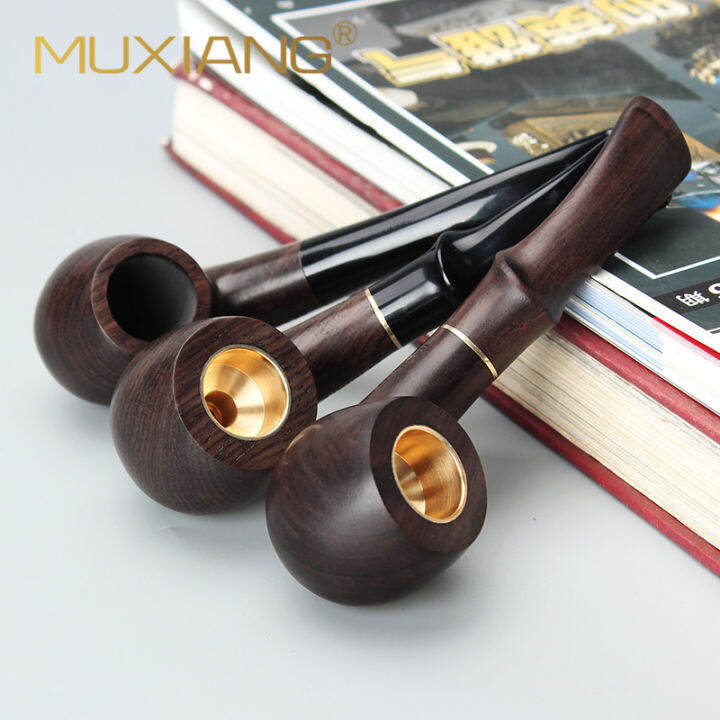 MUXIANG allsolid wood pipe ebony solid wood bucket 9MM filter pipe old