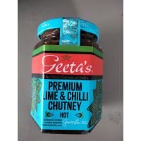 มาใหม่? Geetas Lime&amp;Chilli Chutney ซอสมะนาวกวน ผสม พริก สำหรับราด อาหาร 230 กรัม  มีจำนวนจำกัด