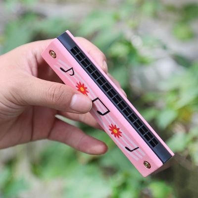 New Childrens Enlightenment 16 Hole Wooden Double Row Harmonica Puzzle Teaching Aids Portable Performance Musical Instruments