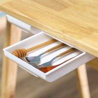 Self Stick Pencil Tray Desk Table Storage Drawer Organizer Box Under Desk Stand Self-adhesive under-drawer storage