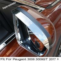 Chrome Rearview Mirror Rain Shade Rainproof Blades Cover Trim 2PCS Fit For Peugeot 3008 3008GT 2017 - 2022 Exterior Accessories