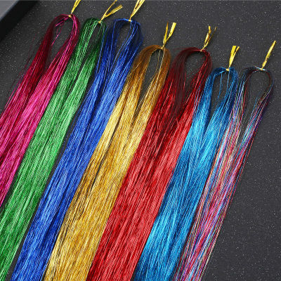 120 Strandsbag Hair Extension Dazzles Women Hippie for Braiding Headdress Sparkle Shiny Tinsel Silk Colorful Long 36.6" 93 cm