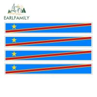 【cw】 EARLFAMILY 4pcs Car Stripe Motorcycle Racing Flag Sticker Car Window Decal Bike Moto Tuning Congo Rdc Car Stickers