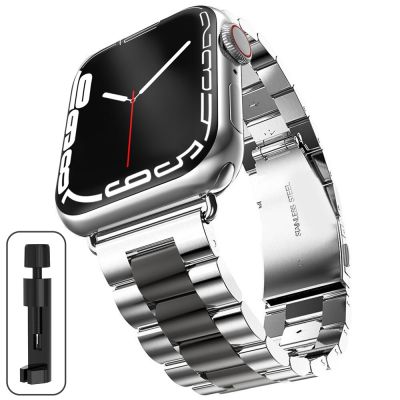 สายเหล็กสแตนเลสคุณภาพสูงสำหรับนาฬิกา Apple สาย8 7เส้น45มม. 44มม. 42มม. สายรัดข้อมืออัลตร้า49มม. สายโลหะ IWatch 40 41มม.