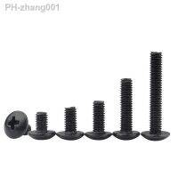 10Pcs M2 M2.5 M3 M3.5 M4 M5 M6 TM Screws Phillips Truss Mushroom Head Screw Black Plated Electronic Carbon Steel Screws