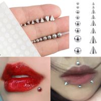 Sticker Fake Lip Nose Rings Nails Non Piercing Eyebrow Earring Stud Set Cone Ball Dermal Anchor Top Stickers Ring Body Jewelry