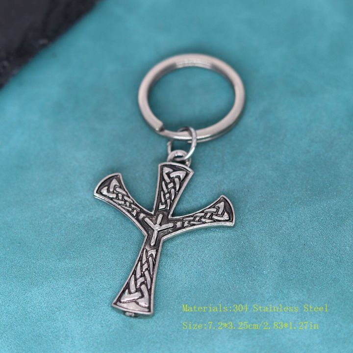 algiz-rune-pendant-keyring-elhaz-amulet-nordic-viking-keychains-jewelry-scandinavia-norse-pagan-protection-talisman-gift-key-chains