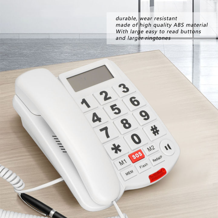 Corded Landline Telephone Pre Storage One Touch Dial Big Button Corded
