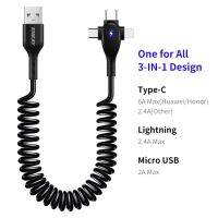 ENKAY Hat-Prince 3 In 1 6A USB ถึง8 Pin + Type-C + สายสปริงชาร์จเร็วมื้อเย็น USB ไมโคร USB,ความยาว: 1.8เมตร