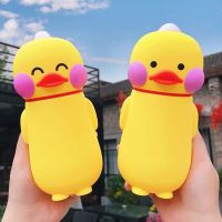 Creative Kawaii Yellow Duck Cute Cartoon Children Glass Cup Mini Funny Expression Glass Yellow Broken Duck Shape Leisure Bottle Cups  Mugs Saucers