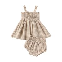 Toddler Infant Baby Girl Summer Outfits Plaid Print Sleeveless Strap Tank Top Elastic Waist PP Shorts 2Pcs Clothes Set  by Hs2023