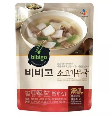 ซุปเนื้อวัวและหัวไชเท้าเกาหลี cj bibigo beef radish soup 500g 비비고 소고기무국