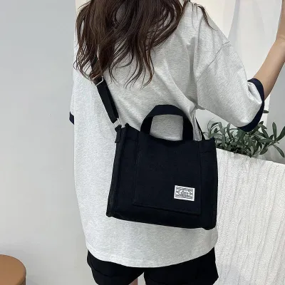 Tas Bahu Tote Wanita Kasual Korduroi Tas Selempang Kanvas Seni Retro untuk Wanita Tas Tangan Ritsleting Katun 2023 Desainer Mewah