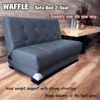 Sofa Bed ขนาด2 ที่นั่ง รุ่น Waffle ตกแต่งห้องStyle Minimal ด้วยงานหนังเทียมPD ทำความสะอาดง่าย โครงสร้างแข็งแรงเบาะนั่งเสริมด้วยPocket Spring ใช้งานดี