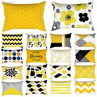 ▫ Rectangular Yellow Pillowcase Sofa Car Seat Cushion Cover Home Textile Simple Fashion Geometric Pillowcase